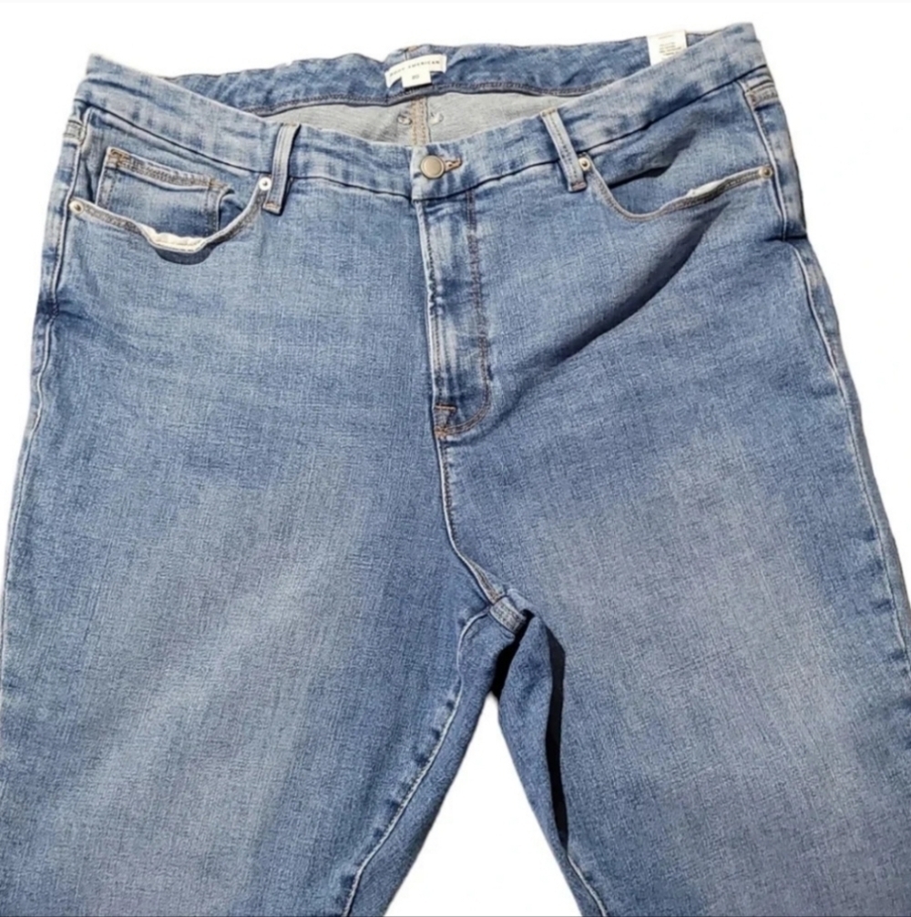 Good American Good Leg high rise indigo205 distressed pockets straight jeans - Picture 3 of 13